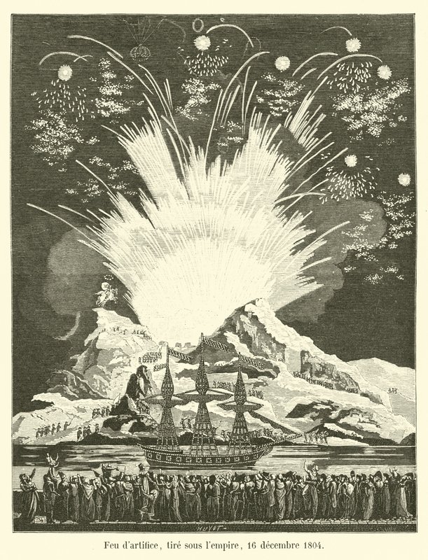 Fuegos artificiales, disparados bajo el imperio, 16 de diciembre de 1804 de French School