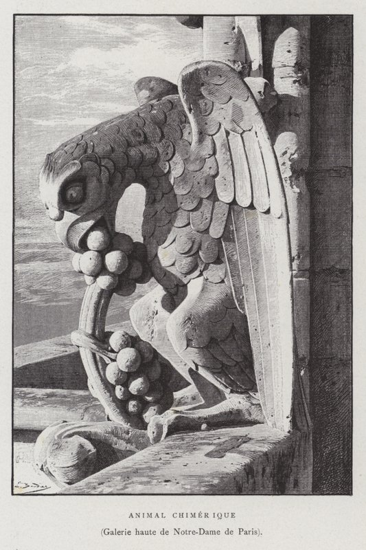 Figura de un animal quimérico, de la galería superior de Notre Dame de París de French School