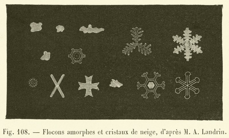 Copos amorfos y cristales de nieve de French School