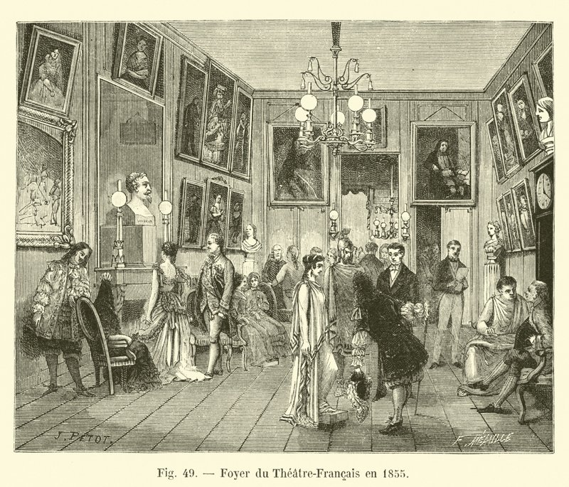 Foyer del Teatro Francés en 1855 de French School