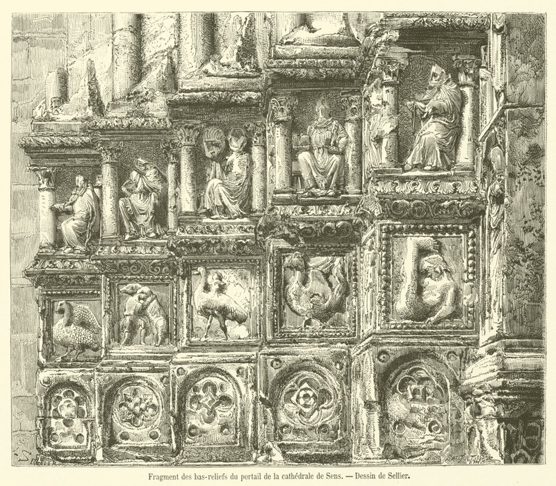 Fragmento de los bajorrelieves del portal de la catedral de Sens de French School