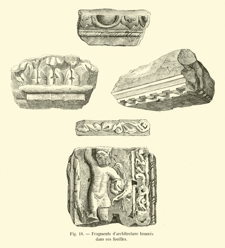 Fragmentos de arquitectura encontrados en estas excavaciones de French School