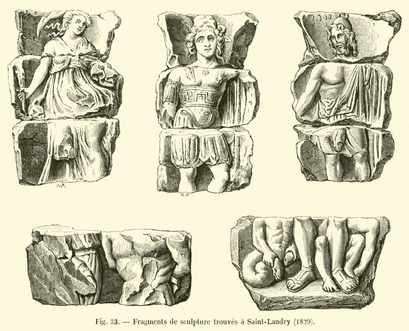 Fragmentos de escultura hallados en Saint-Landry de French School