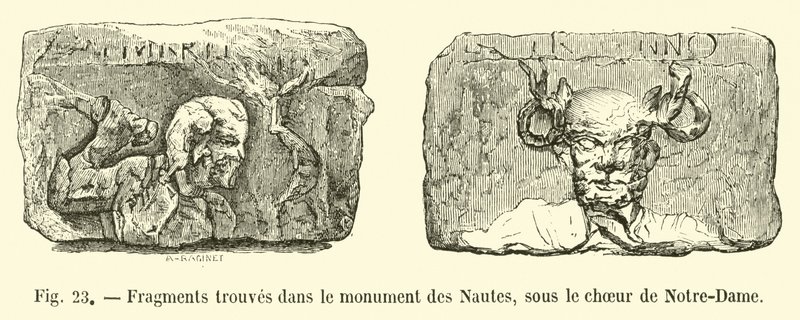 Fragmentos encontrados en el monumento de los Nautas, bajo el coro de Notre-Dame de French School