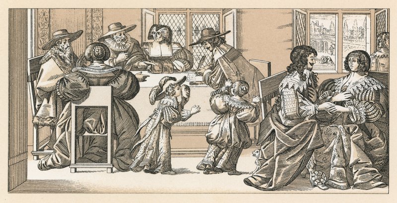Traje del siglo XVII en Francia de French School