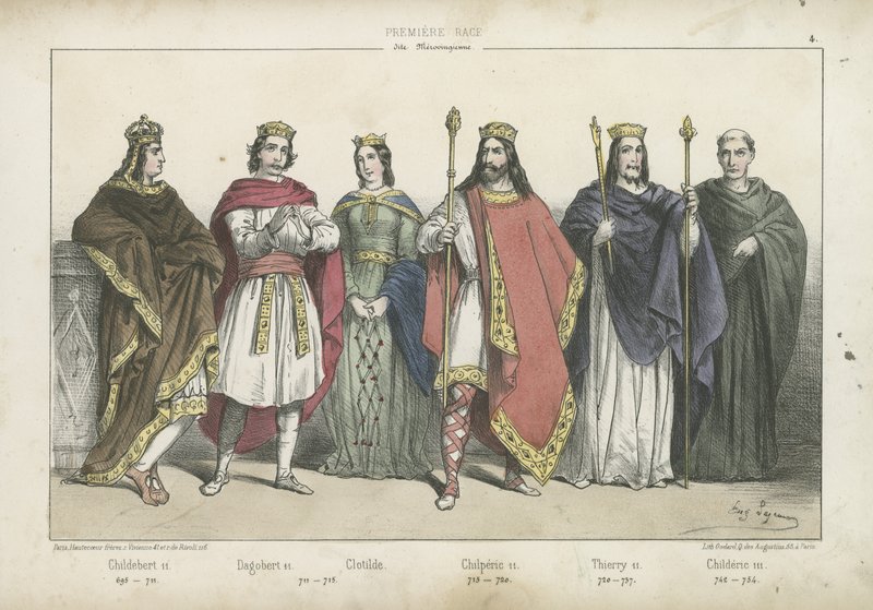 Reyes y reinas francos de la dinastía merovingia de French School