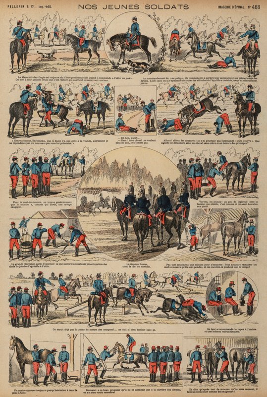 Cadetes de caballería del ejército francés en entrenamiento de French School