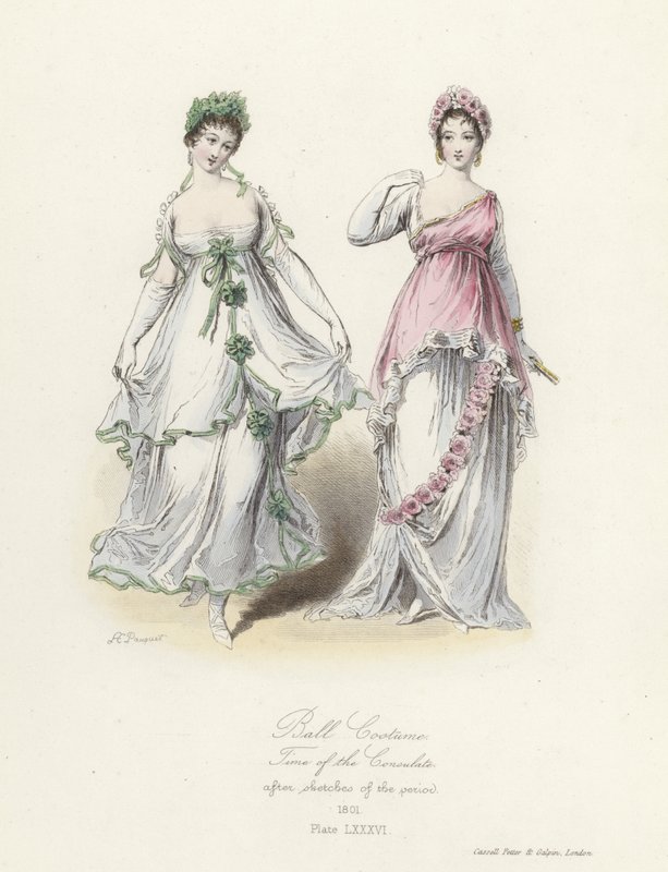 Traje de baile francés, época del Consulado de French School