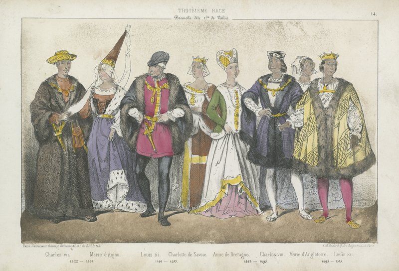 Reyes y reinas franceses de los siglos XV y XVI de French School