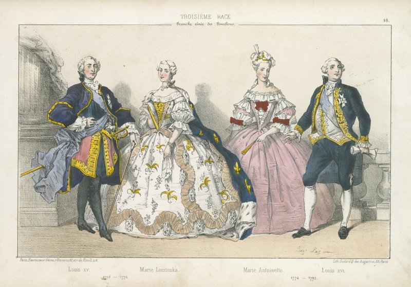 Reyes y reinas franceses de la rama mayor de los Borbones de French School