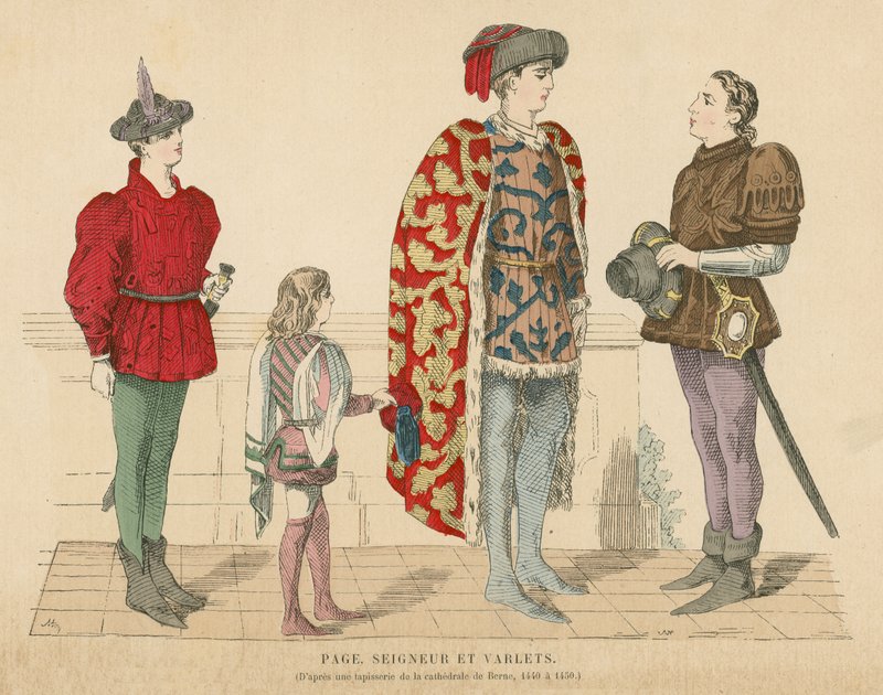 Señor francés y sirvientes, mediados del siglo XV de French School