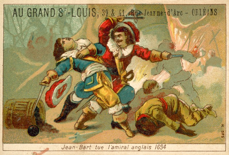Comandante naval francés y corsario matando a un almirante inglés, 1694 de French School