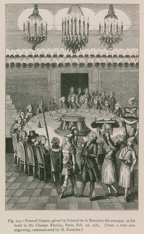 Cena fúnebre, dada por Grimod de la Reyniere el Joven, en su hotel en los Campos Elíseos, París, 1 de febrero de 1783 de French School