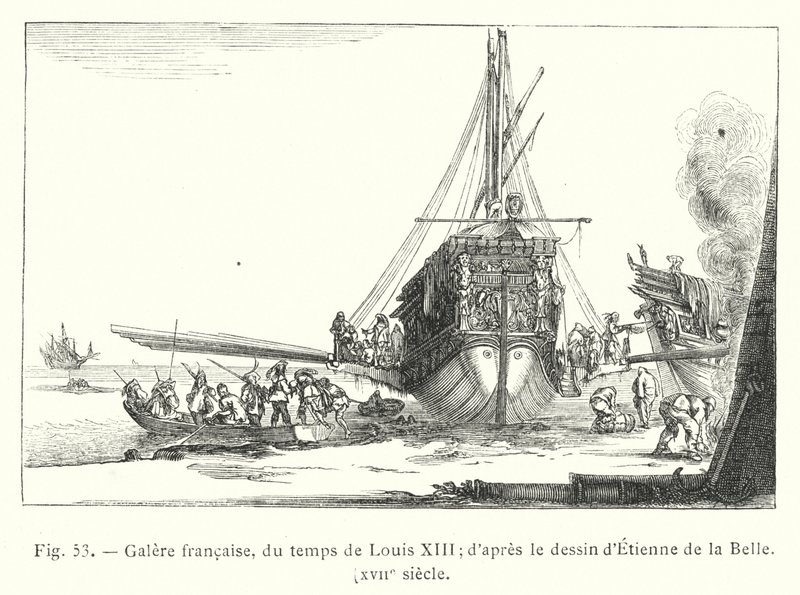 Galera francesa, del tiempo de Luis XIII; según el dibujo de Etienne de la Belle, siglo XVII de French School