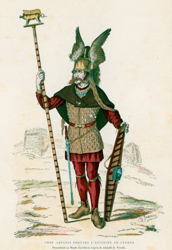 Jefe galo llevando las insignias de guerra de French School