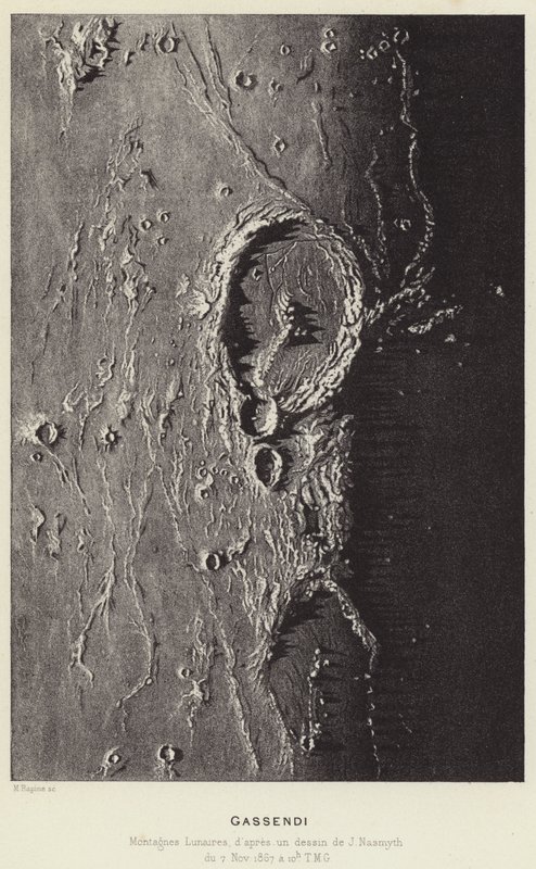 Gassendi, Montañas Lunares (litografía) de French School
