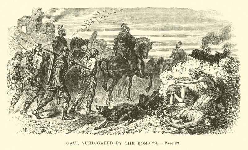 La Galia subyugada por los romanos de French School