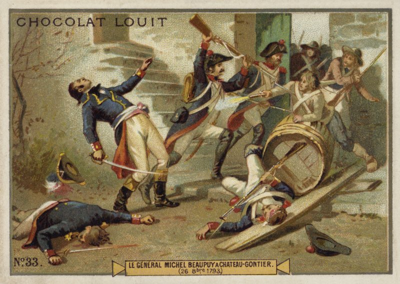 El General Michel de Beaupuy herido en Chateau-Gontier, Levantamiento de Vendée, Revolución Francesa, 26 de octubre de 1793 de French School