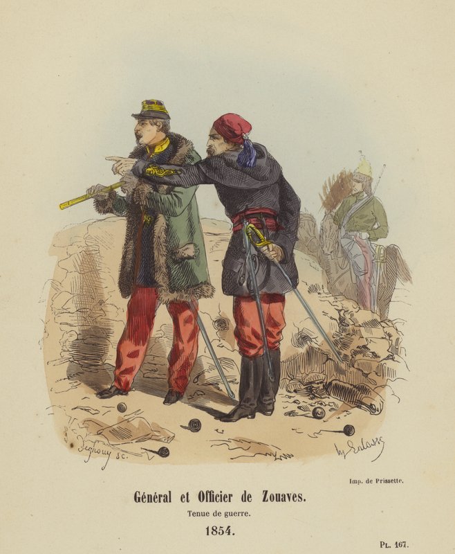 General y oficial de zuavos, uniforme de guerra de French School
