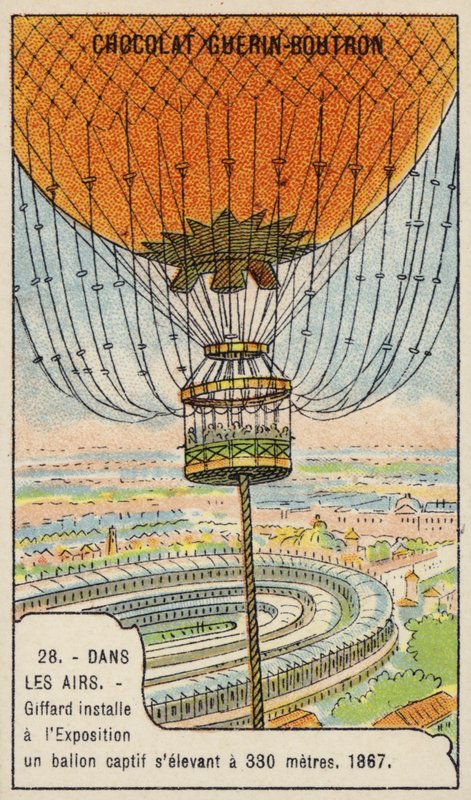 El globo cautivo de Giffard en la Exposición Internacional, París, 1867 de French School