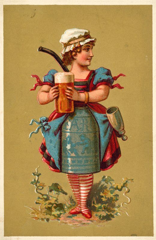 Niña sosteniendo un gran vaso de cerveza de French School