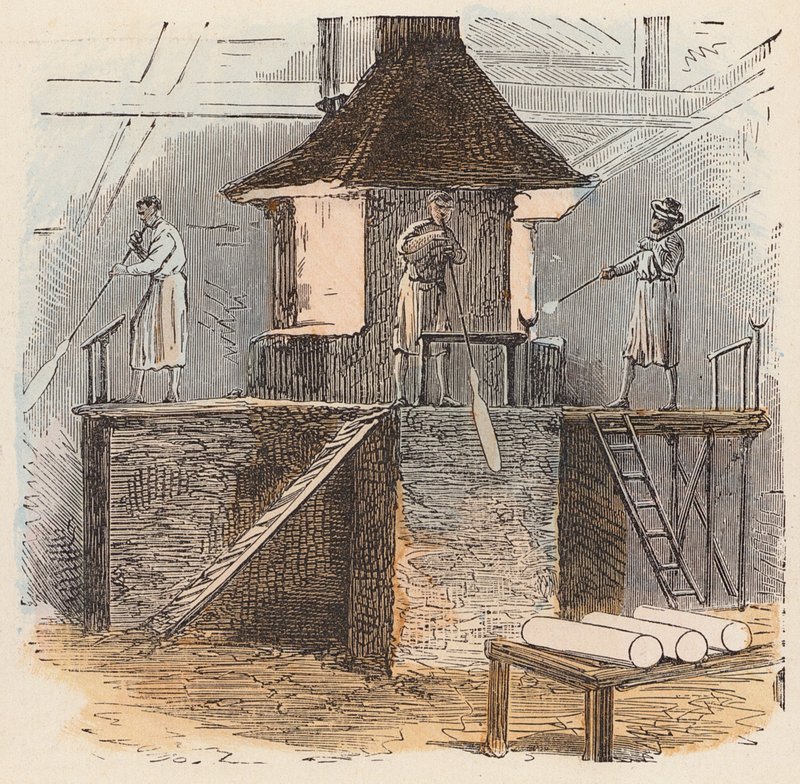 Fabricación de vidrio (grabado en color) de French School