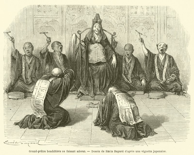 Gran sacerdote budista siendo adorado de French School