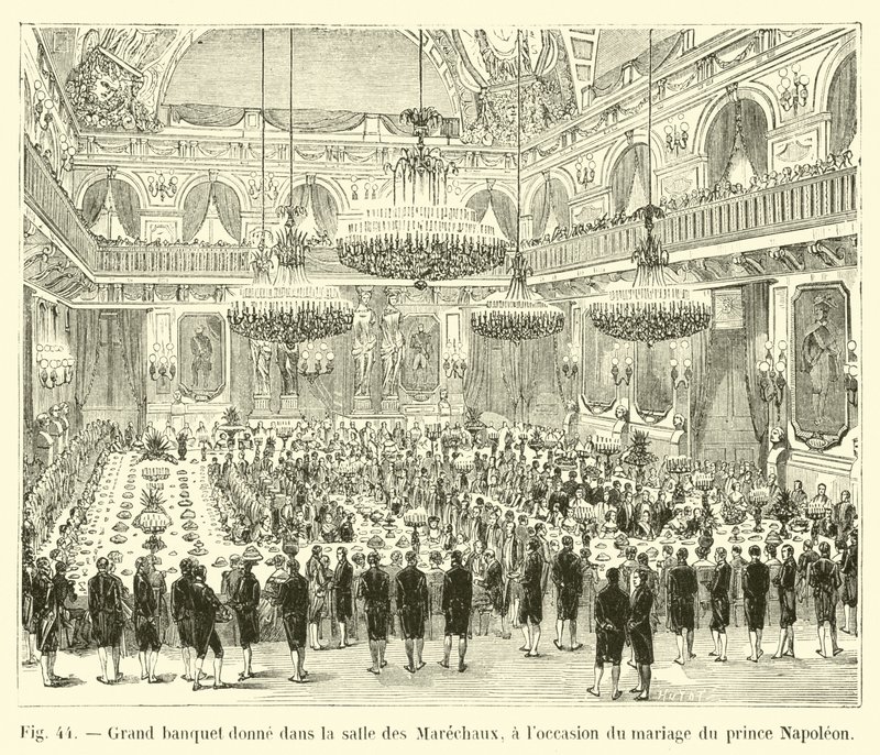 Gran banquete dado en la sala de los Mariscales, con motivo del matrimonio del príncipe Napoleón de French School