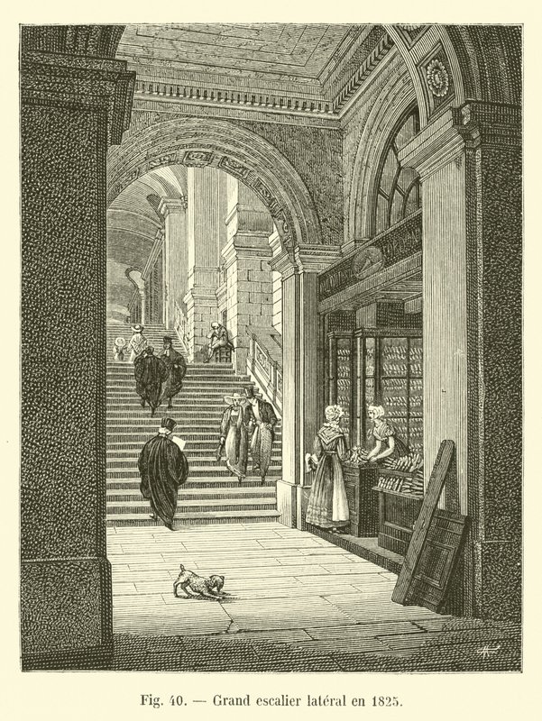 Gran escalera lateral en 1825 de French School