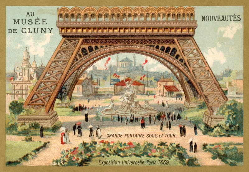 Gran fuente bajo la Torre Eiffel, Exposición Universal, París de French School