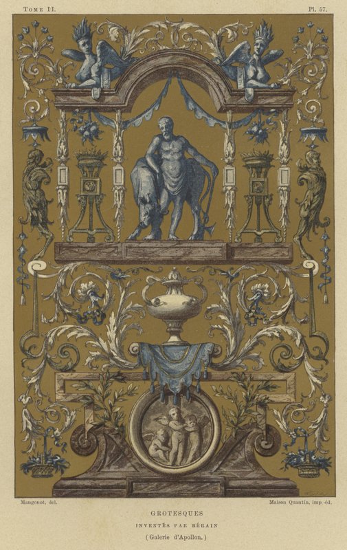 Grotesco diseñado por Jean Berain, siglo XVII o XVIII de French School