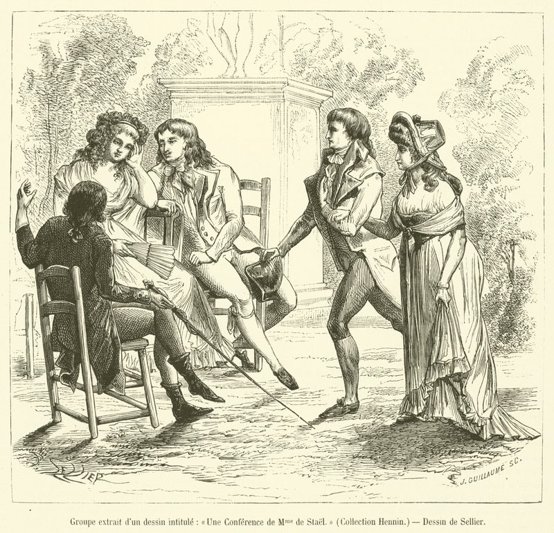 Grupo extraído de un dibujo titulado, Una Conferencia de Madame de Stael, Colección Hennin de French School