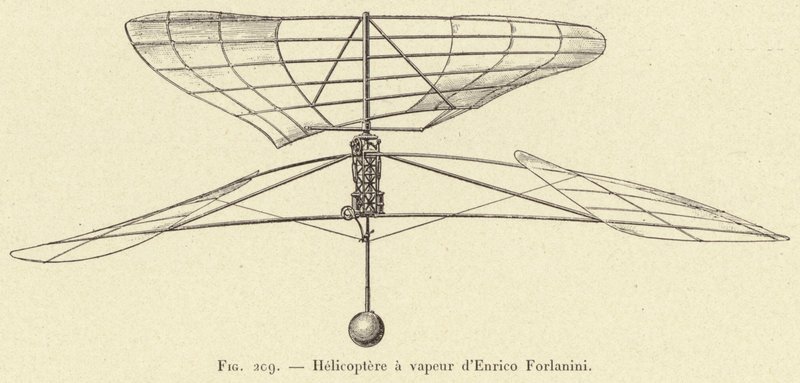 Helicóptero a vapor de Enrico Forlanini de French School