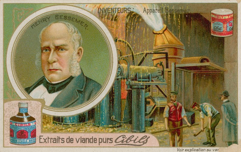 Henry Bessemer, inventor británico del proceso Bessemer para la fabricación de acero de French School