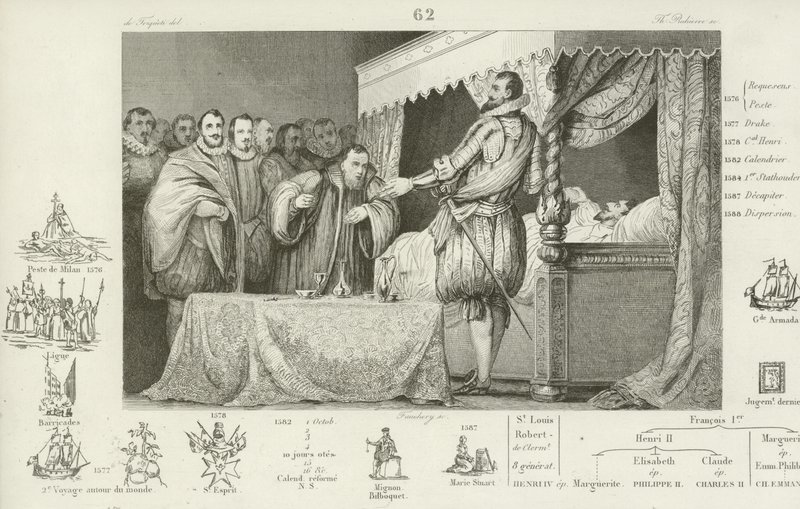 Enrique III de Francia en su lecho de muerte, 1589 de French School