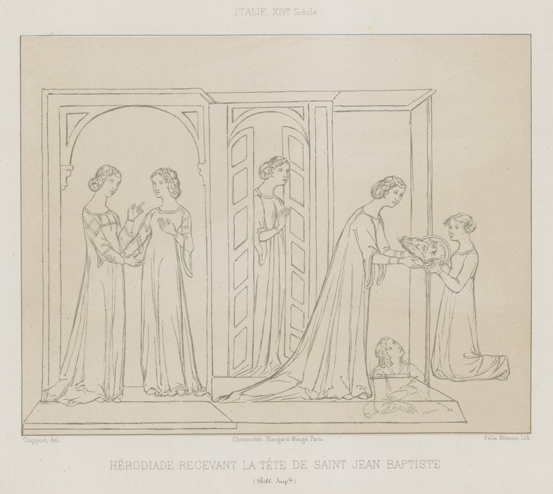 Herodías recibiendo la cabeza de Juan el Bautista de French School