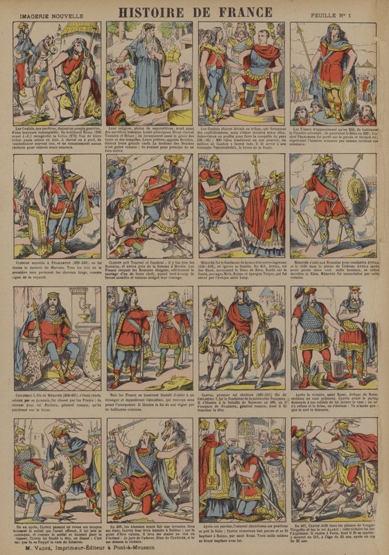 Historia de Francia desde la época de los galos hasta el reinado de Clodoveo (litografía en color) de French School