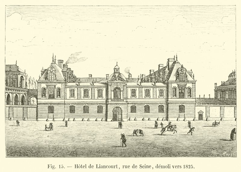 Hotel de Liancourt, calle de Seine, demolido hacia 1825 de French School