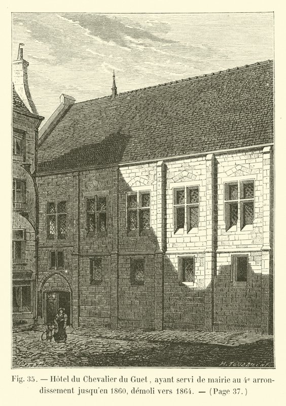 Hotel del Caballero del Guet, que sirvió de alcaldía al 4º distrito hasta 1860, demolido hacia 1864 de French School