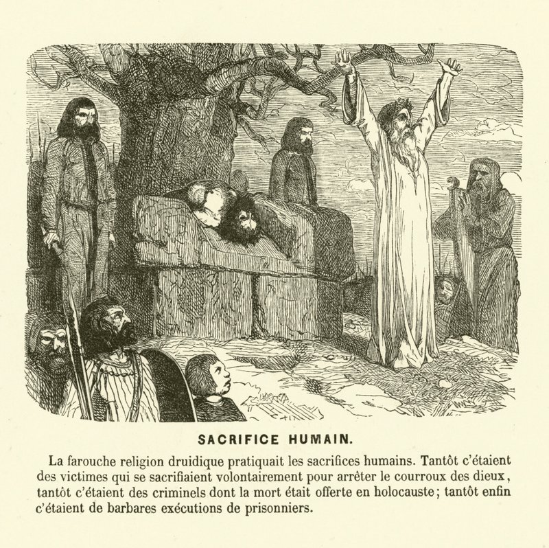 Sacrificio humano de los druidas de French School
