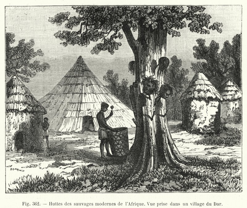 Cabañas de los salvajes modernos de África de French School