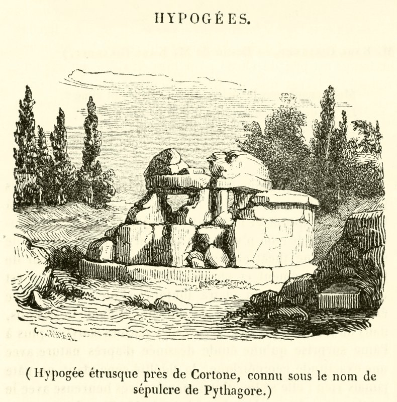 Hipogeo etrusco cerca de Cortona, conocido como la tumba de Pitágoras de French School