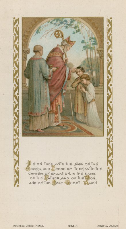 Te marco con la señal de la cruz y te confirmo con el Crisma de la Salvación, en el nombre del Padre y del Hijo y del Espíritu Santo de French School