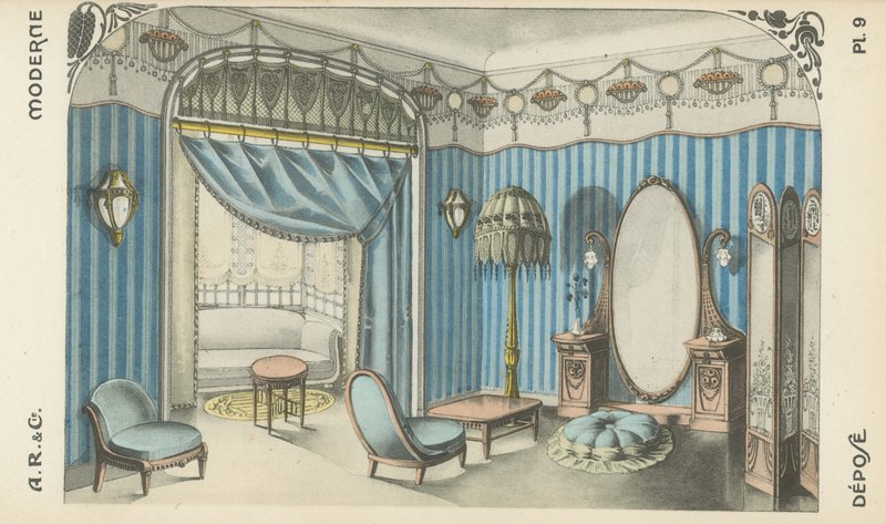 Ilustración del catálogo de productos de diseño interior de A R & Cie, Francia de French School