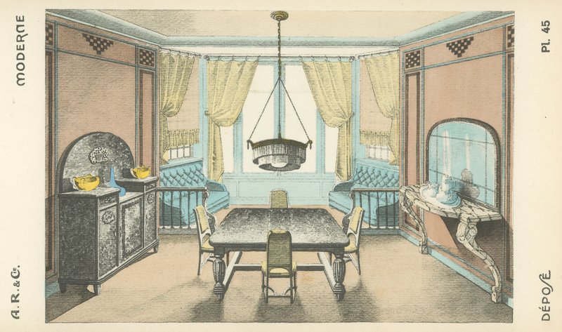 Ilustración del catálogo de productos de diseño interior de A R & Cie, Francia de French School