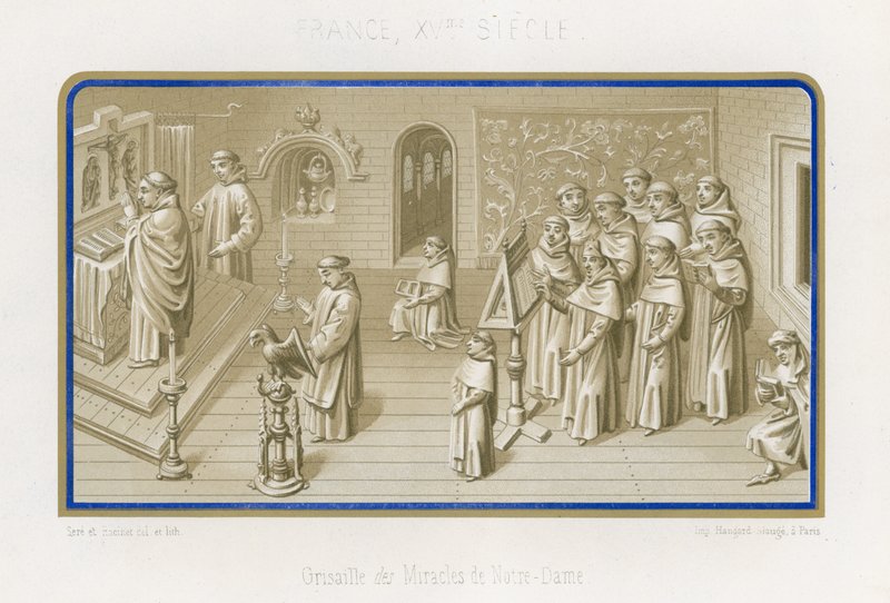 Imagen en grisalla de Los Milagros de Nuestra Señora de French School