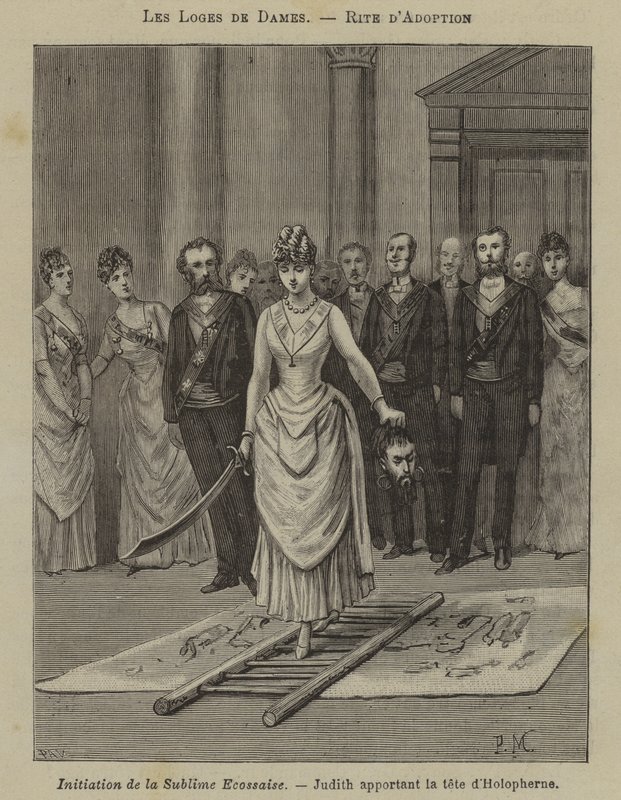 Ceremonia de iniciación en una logia femenina (grabado) de French School
