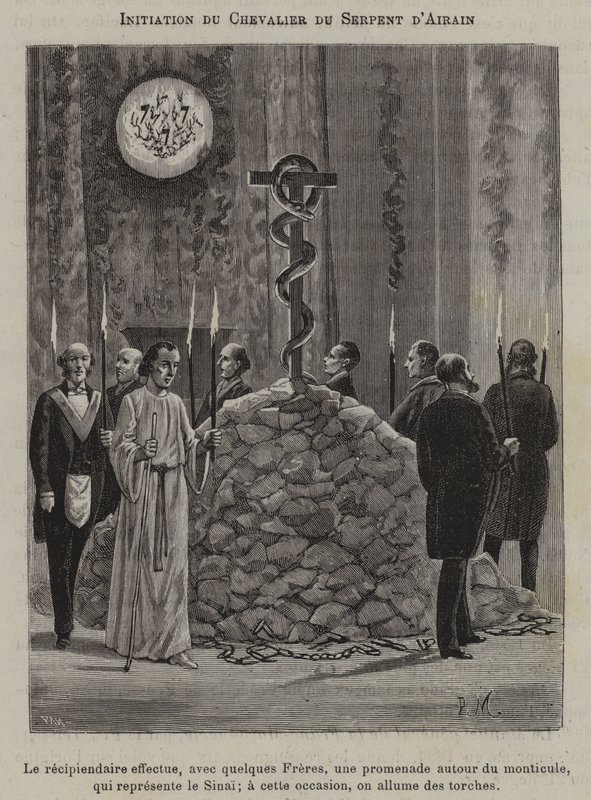 Iniciación de un Caballero de la Serpiente de Bronce (grabado) de French School