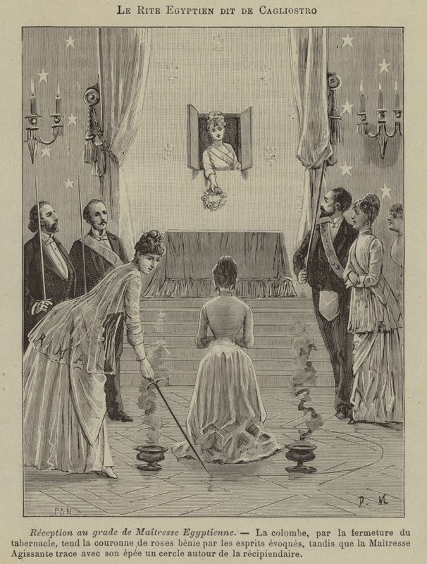 Iniciación de una Maestra de Egipto en el Rito Egipcio (grabado) de French School
