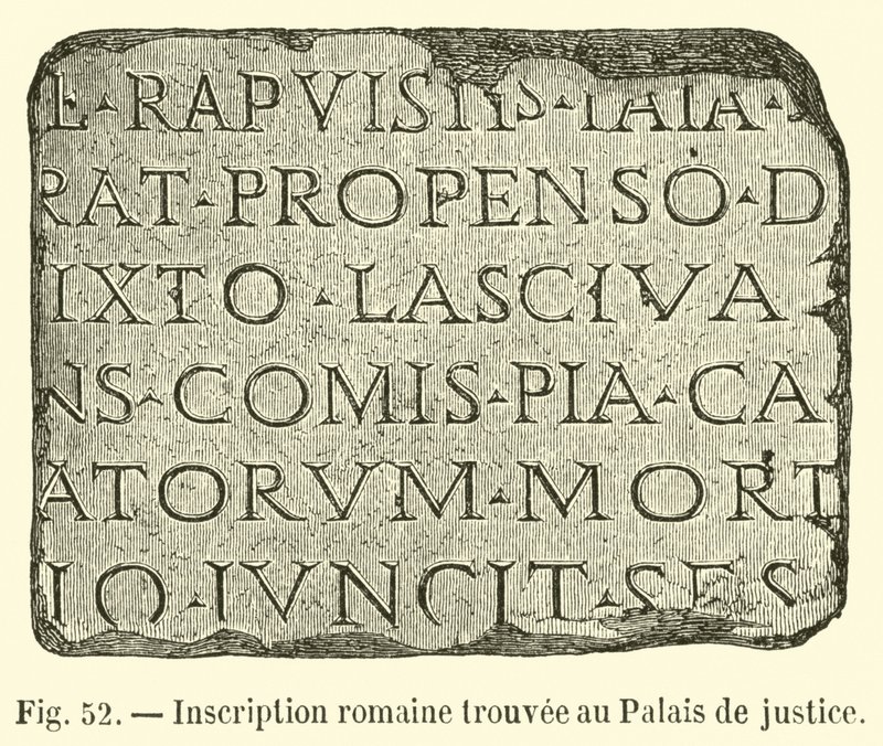 Inscripción romana encontrada en el Palacio de Justicia de French School